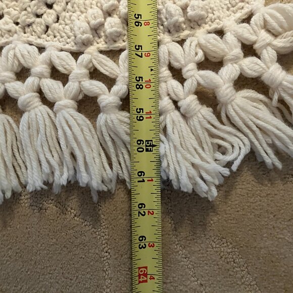 Hand crocheted WOOL throw blanket, Cream/Ivory Approx 61”x 41” - Picture 4 of 5